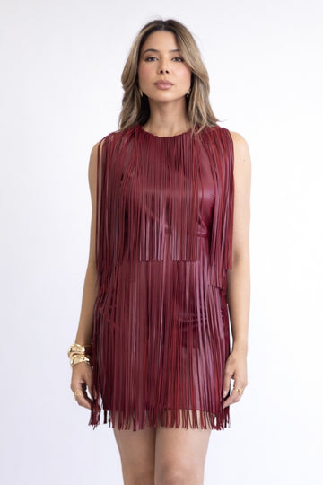 Vestido de Franjas de Couro Pelica - Olívia