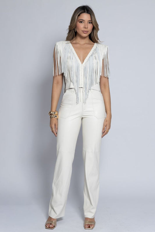 Calça de Couro Pelica - Roberta | Off White