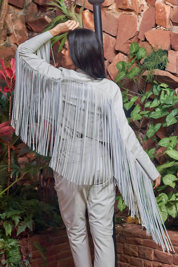 Jaqueta Feminina de Couro Pelica - Juliana | Off White