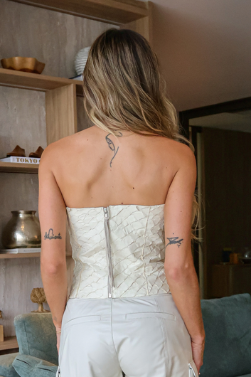 Top Couro Pirarucu - Cecilia | Off White