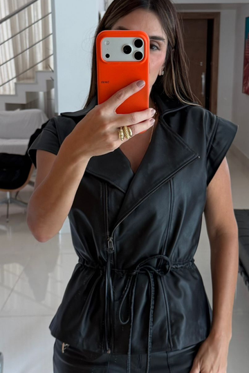 Colete Parka de Couro Pelica - Maria