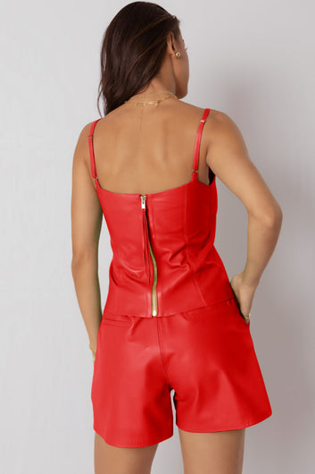 Regata de Couro Pelica - Carol | Vermelho Tomate