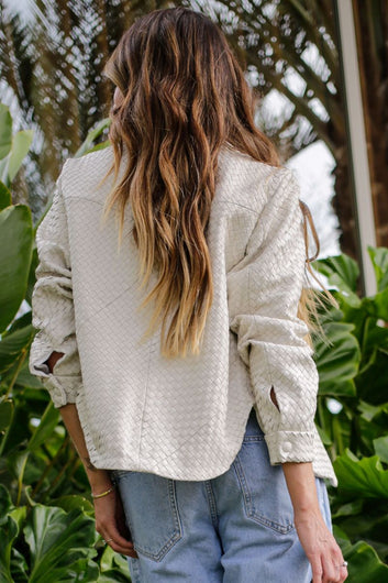 Jaqueta Off de Couro Pelica em Tressê - Maria