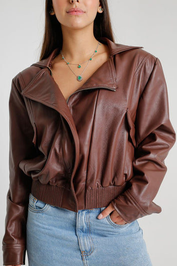 Cropped Suede Leather Jacket with Fringes - Samara