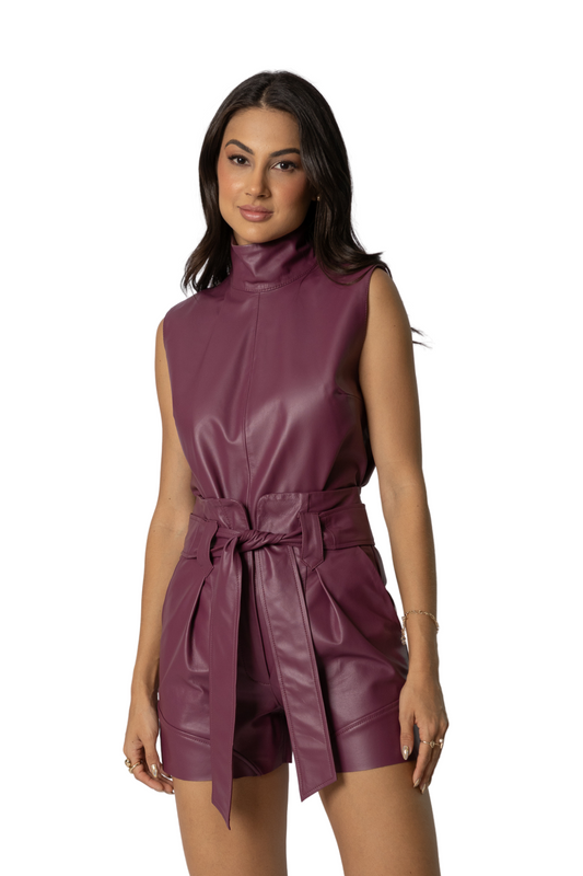 Blusa de Couro Pelica - Helena | Vinho