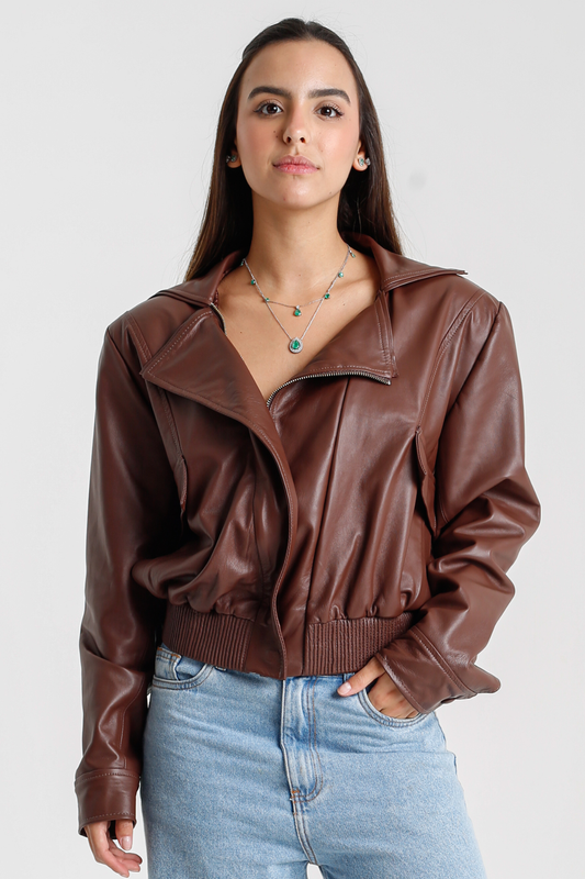 Cropped Suede Leather Jacket with Fringes - Samara