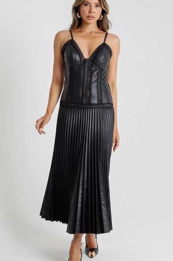 Pelica Leather Midi Dress with Braids - Ticiane