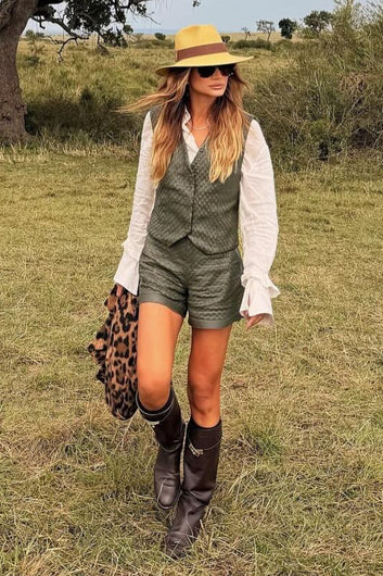 Colete de Couro Pelica em Tressê - Cintia | Verde