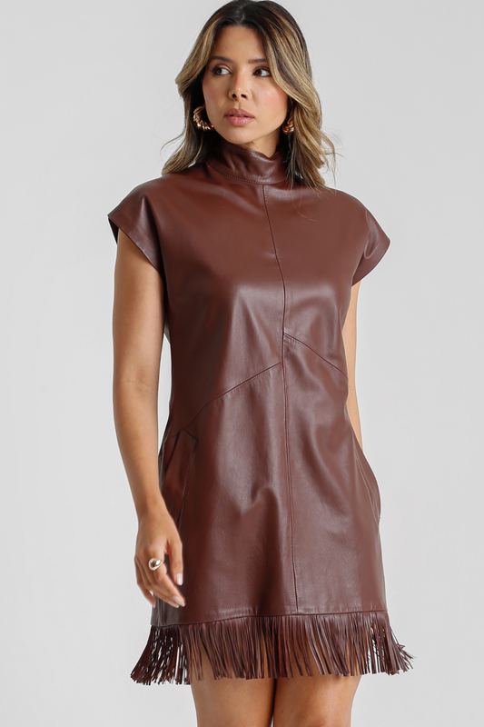 Pelica Leather Midi Dress with Braids - Ticiane