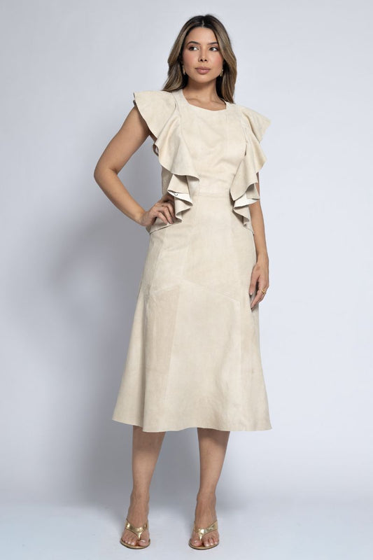 Vestido Midi de Couro Chamoi - Jasmin