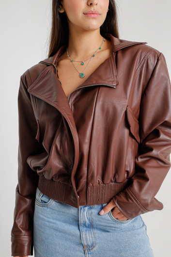 Cropped Suede Leather Jacket with Fringes - Samara