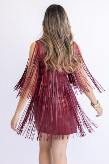 Vestido de Franjas de Couro Pelica - Olívia