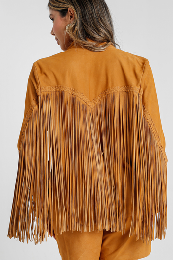 Women's Long Pelica Leather Blazer - Ana Paula | Brown