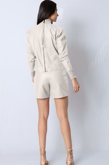 Blusa em Couro Pelica - Trícia | Off White