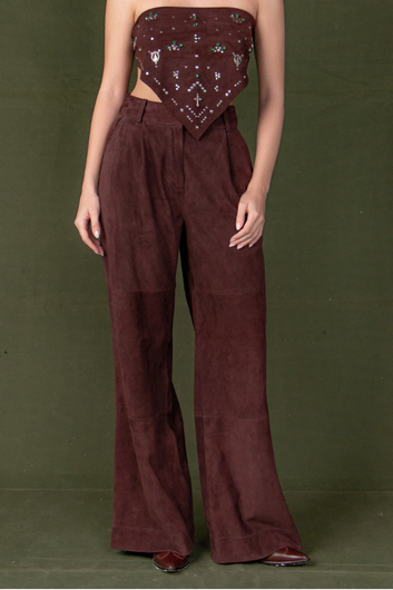 Calça de Couro Chamoi Alfaiataria - Amanda | Marrom