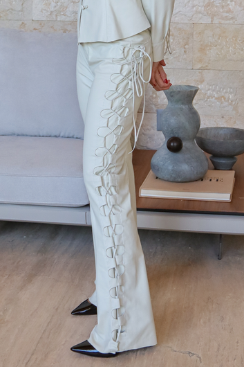 Pelica Leather Pants - Western Braided with Crocodile Detail - Camila