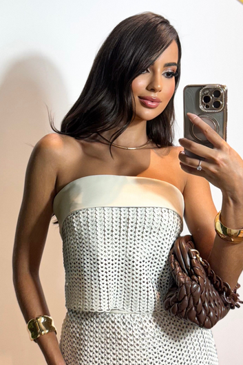 Blusa de Couro Pelica em Tricô - Carolina | Off Creme
