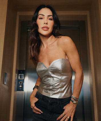 Blusa de Couro Pelica - Rafaela  Prata