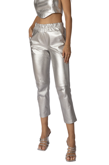 Calça de Couro Pelica - Glória | Prata