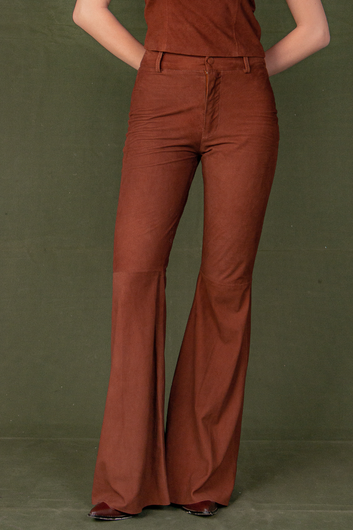 Calça de Couro Chamoi Flare - Rita