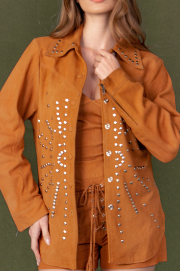 Women's Long Pelica Leather Blazer - Ana Paula | Brown