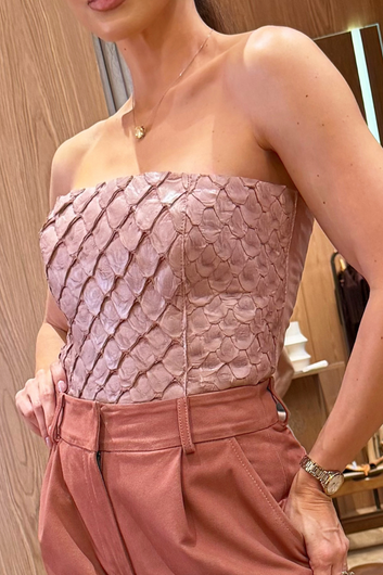 Top Couro Pirarucu - Cecilia | Rosa
