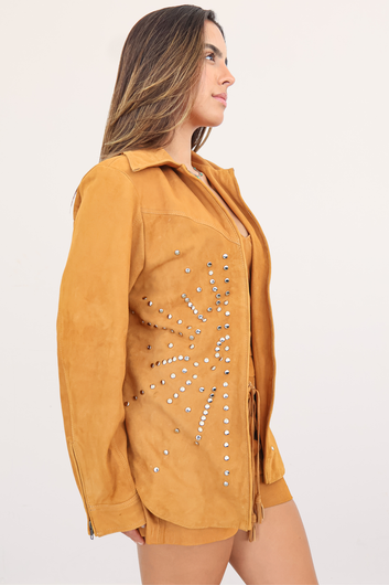 Camisa de Couro Chamoi com Tachas - Alana