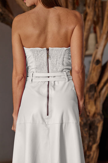 Vestido Midi em Couro Pelica - Isabel | Off White