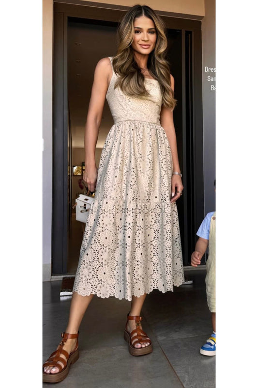 Vestido Midi de Couro Pelica - Thassia | Flor em Laser